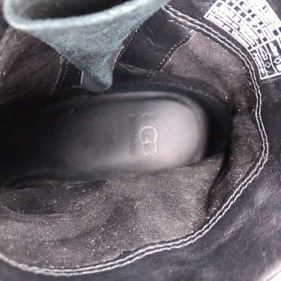 UGG Fern Black Leather Moto Boots 6 - Picture 9 of 12